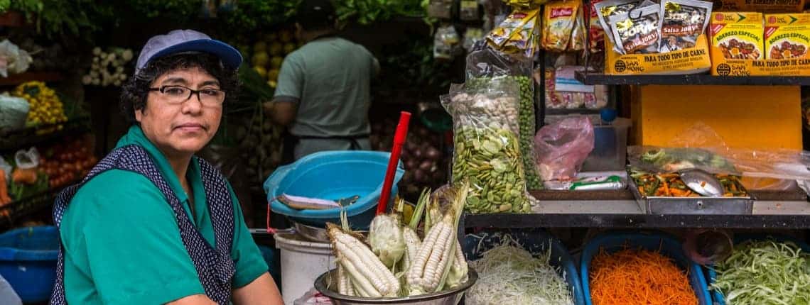 food vendor at the Mercado Bolívar in Lima